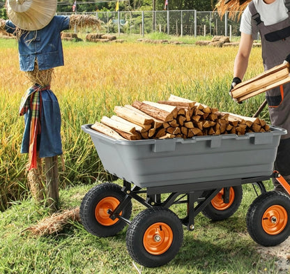 1,500‑Lb Heavy‑Duty Garden Dump Cart with 2‑in‑1 Convertible Handle & 13" All‑Terrain Wheels