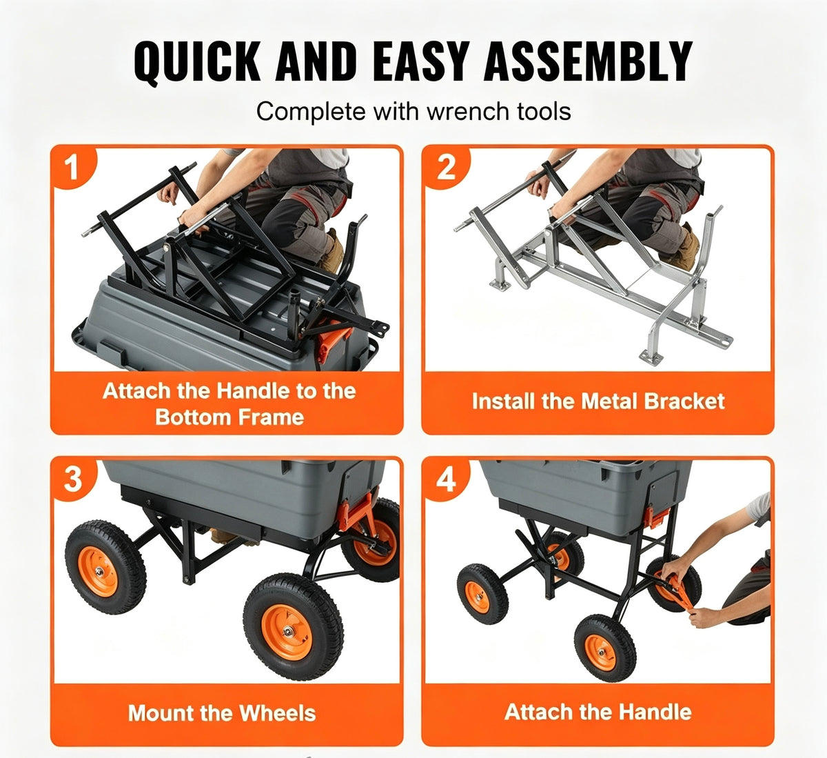 1,500‑Lb Heavy‑Duty Garden Dump Cart with 2‑in‑1 Convertible Handle & 13" All‑Terrain Wheels