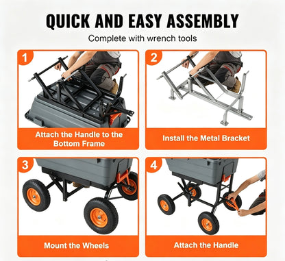 1,500‑Lb Heavy‑Duty Garden Dump Cart with 2‑in‑1 Convertible Handle & 13" All‑Terrain Wheels