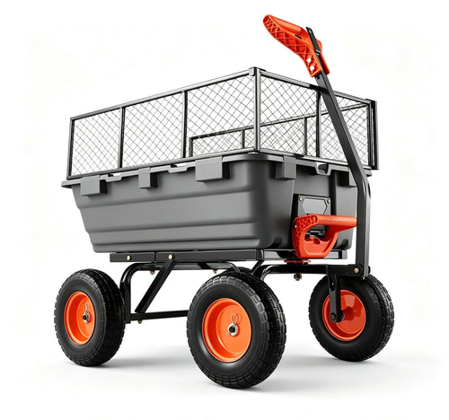1,500‑Lb Heavy‑Duty Garden Dump Cart with 2‑in‑1 Convertible Handle & 13" All‑Terrain Wheels