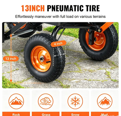 1,500‑Lb Heavy‑Duty Garden Dump Cart with 2‑in‑1 Convertible Handle & 13" All‑Terrain Wheels